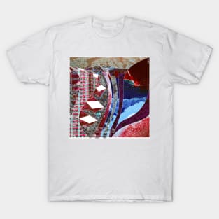 red city map in ecopop pattern landscape art T-Shirt